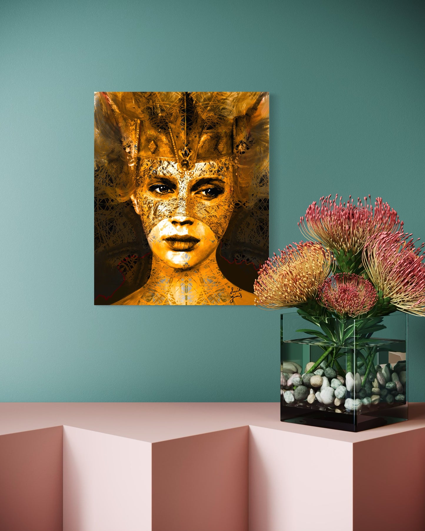 Golden Queen - Original Digital Artwork - Fine Art Diasec Print- Limited Edition 41x50cm