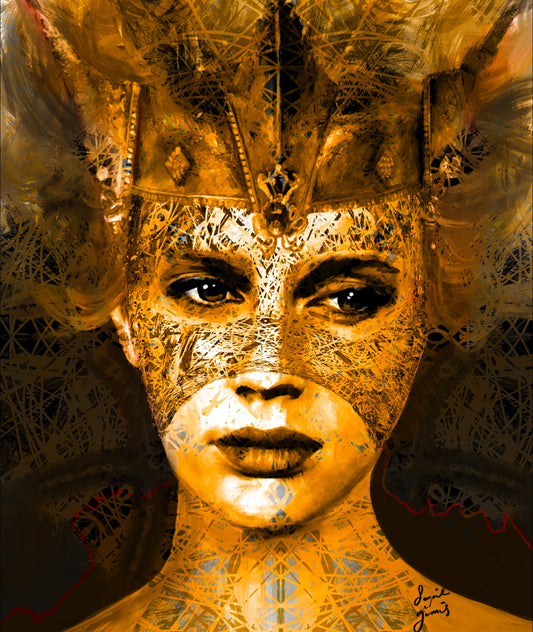 Golden Queen - Original Digital Artwork - Fine Art Diasec Print- Limited Edition 41x50cm